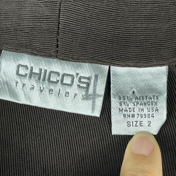 Chicos Travelers Cardigan Womens Large 2 Brown Slinky Knit Open Front Casual - Picture 4 of 11